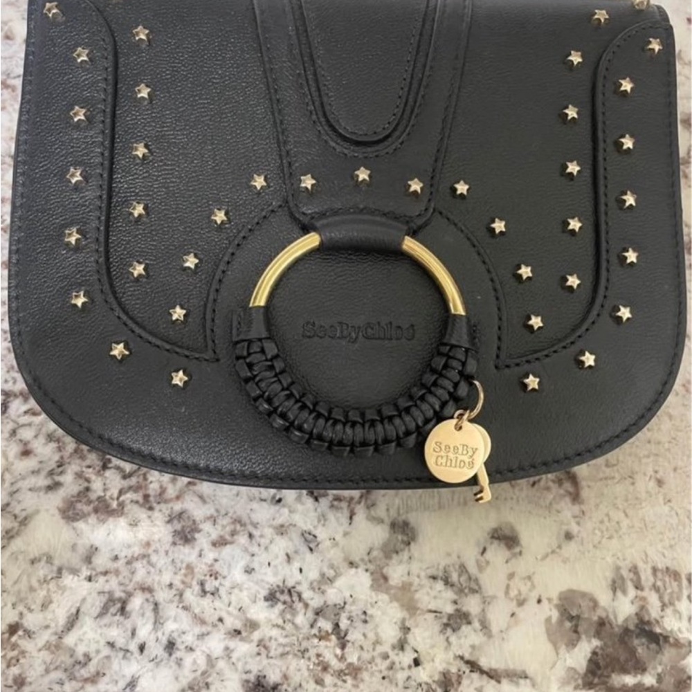 See By Chloe Black Crossbody Bag with Gold Accents